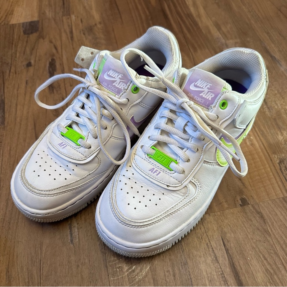 Nike Air Force 1 Low Shadow White/Electric Green Purple - Picture 2 of 9